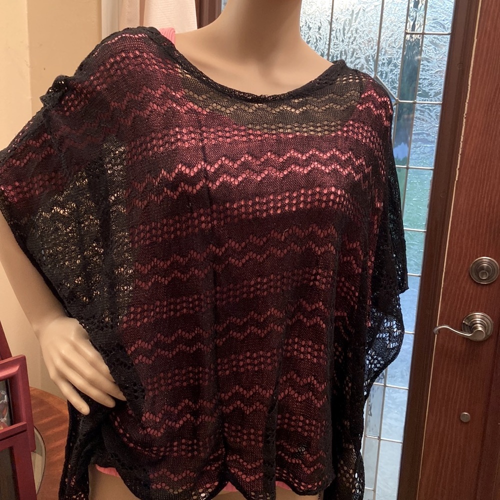 2 Chic Transparent Poncho Pullover Top - Picture 11 of 13